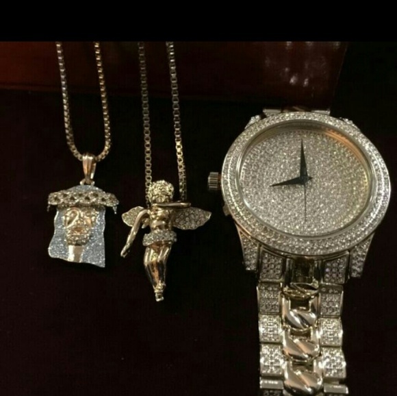 14K gold plated iced out watch chains
